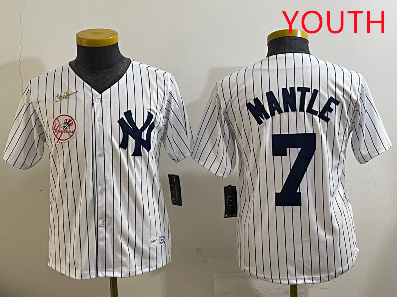 Youth New York Yankees #7 Mantle White 2025 Nike MLB jersey style 2